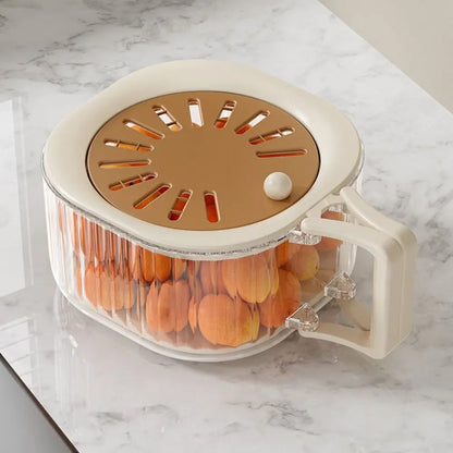 Kitchen Drain Basket – Double Layer Strainer Bowl with Lid & Handle