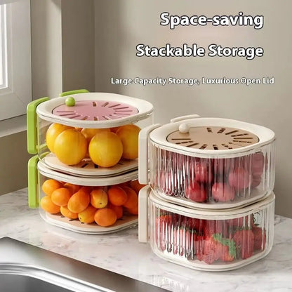 Kitchen Drain Basket – Double Layer Strainer Bowl with Lid & Handle