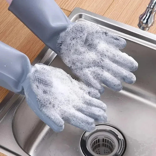 Multi-Purpose Silicone Cleaning Gloves – Kitchen Scrubber & Dishwashing - Yusra Cart