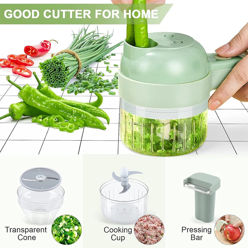Yusra Cart ®   5-in-1 Electric Vegetable Cutter – Mini Rechargeable Food Chopper - Yusra Cart