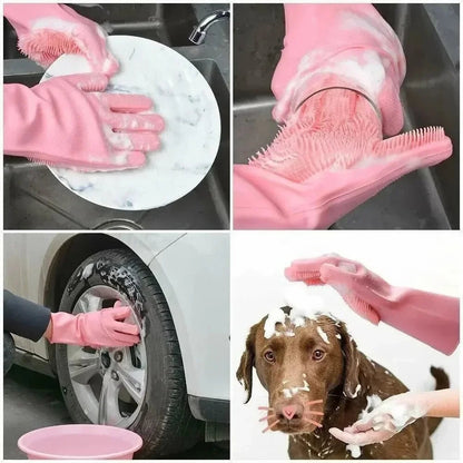 Multi-Purpose Silicone Cleaning Gloves – Kitchen Scrubber & Dishwashing - Yusra Cart