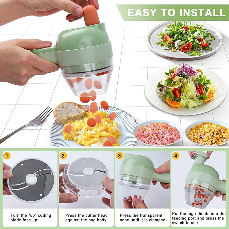 Yusra Cart ®   5-in-1 Electric Vegetable Cutter – Mini Rechargeable Food Chopper - Yusra Cart