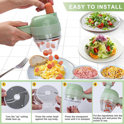 Yusra Cart ®   5-in-1 Electric Vegetable Cutter – Mini Rechargeable Food Chopper - Yusra Cart