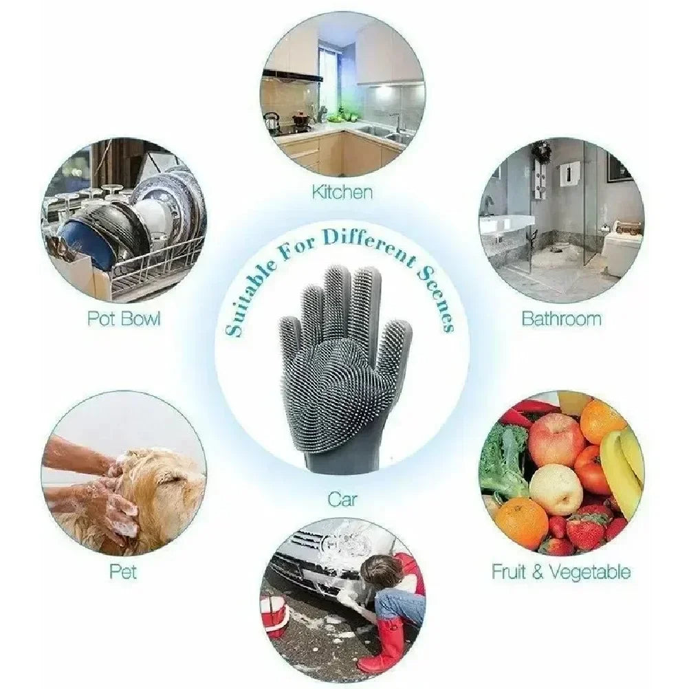 Multi-Purpose Silicone Cleaning Gloves – Kitchen Scrubber & Dishwashing - Yusra Cart