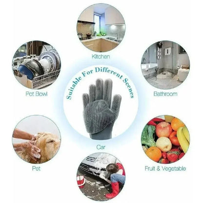 Multi-Purpose Silicone Cleaning Gloves – Kitchen Scrubber & Dishwashing - Yusra Cart