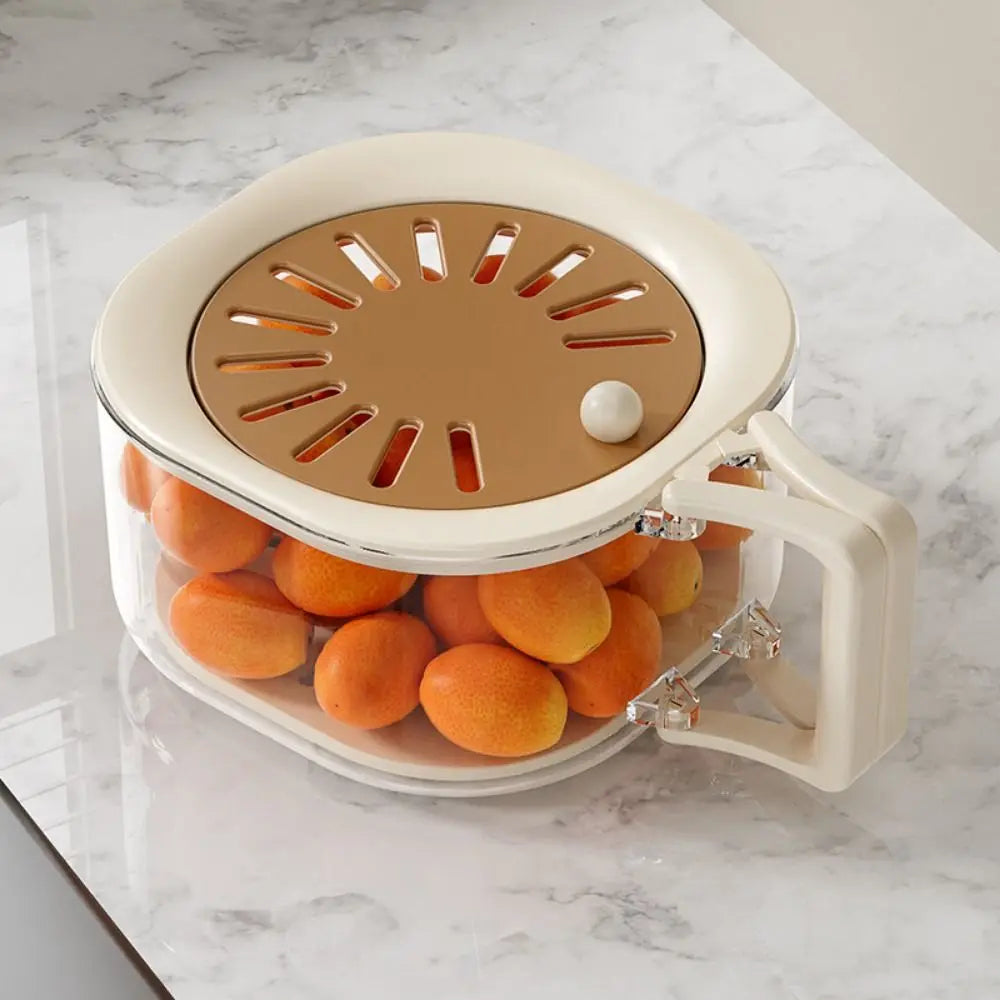Kitchen Drain Basket – Double Layer Strainer Bowl with Lid & Handle