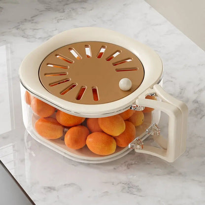 Kitchen Drain Basket – Double Layer Strainer Bowl with Lid & Handle