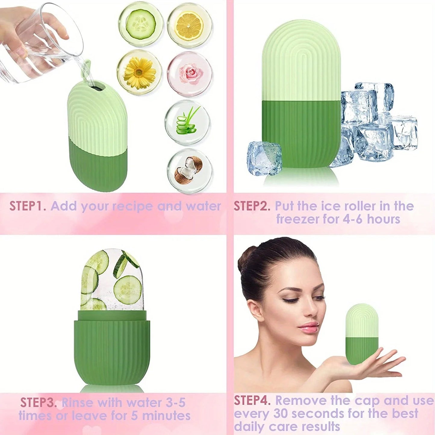 Silicone Ice Roller for Face & Eyes | Facial Ice Cube Mold for Skin Care & Gua Sha Massage