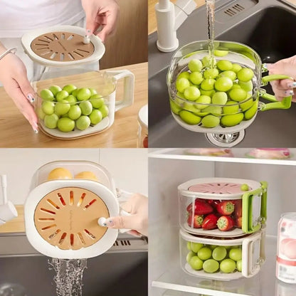 Kitchen Drain Basket – Double Layer Strainer Bowl with Lid & Handle