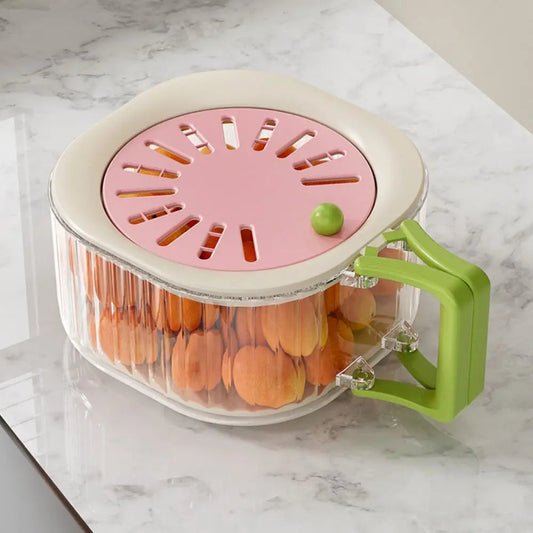Kitchen Drain Basket – Double Layer Strainer Bowl with Lid & Handle